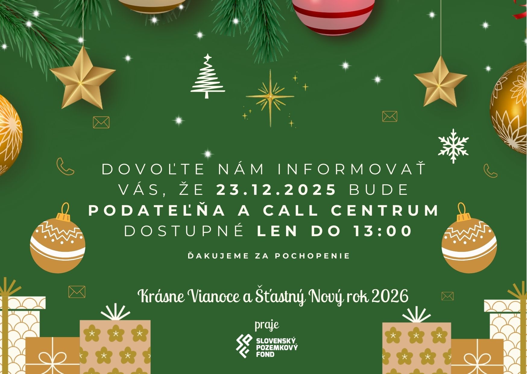 Oznam – ohľadom prevádzky počas 23.12.2025